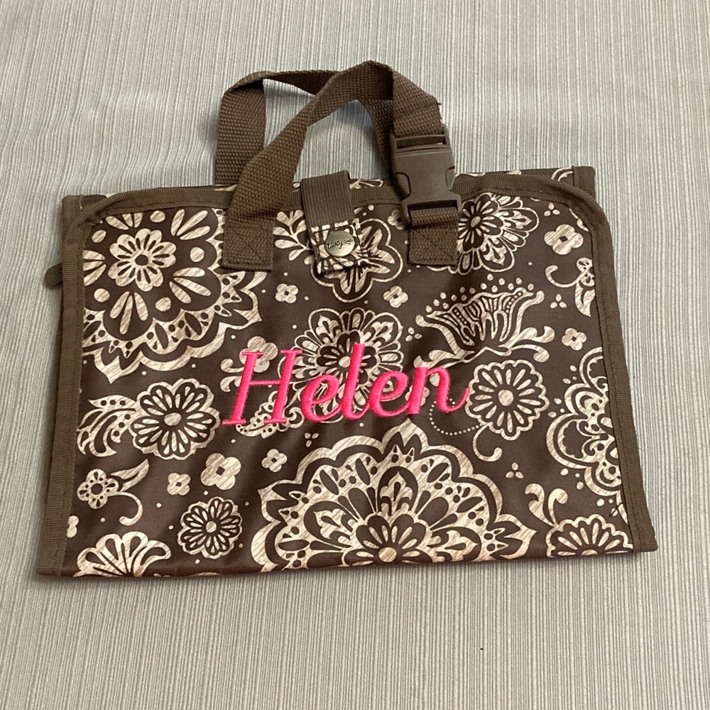 Thirty-One Brown Floral Cosmetic Bag